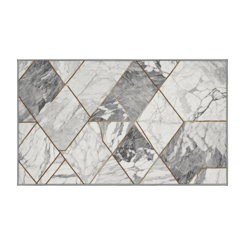 Machine Washable Grey Area Rug, Rectangle 7' x 10'