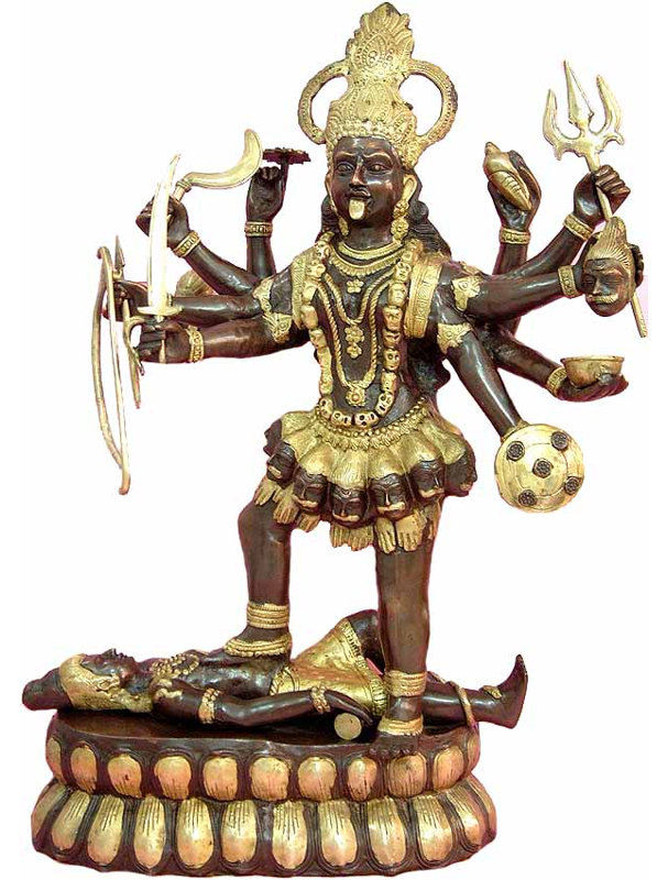 Handmade Statue Decorative Object, Brown/Gold