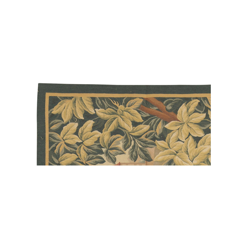Hand-Knotted High-Quality Cream and Green Area Rug