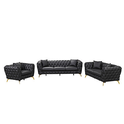 Modern 3-Piece Sofa Sets With Sturdy Metal Legs -  Darby Home Co, 648F1776EACD4FD3B97A569F522BE8AD