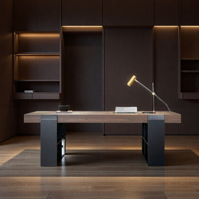 Bureau italien de luxe minimaliste italien avec pieds de bibliothèque, H 30,7 po x l 86,6 po x P 27,6 po
