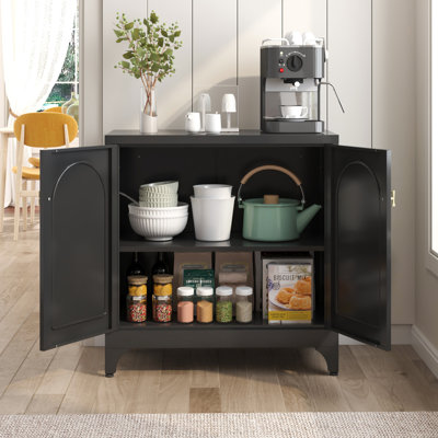 Metal Buffet Cabinet With Storage, White Sideboard Cabinet With Doors And Adjustable Shelves, Coffee Bar Cabinet, Kitchen Buffet Storage Cabinets For