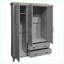 Commodes et amp; Garde-robes | Garde-robe à 3 portes avec 2 tiroirs 2 tiges de suspension | Pin massif et panneau de fibres à densité moyenne | Gris