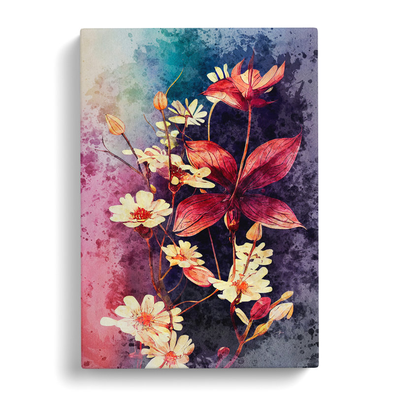 Flowers In Watercolour No.3 - Wrapped Canvas Painting, 50cm H x 35cm W x 3cm D