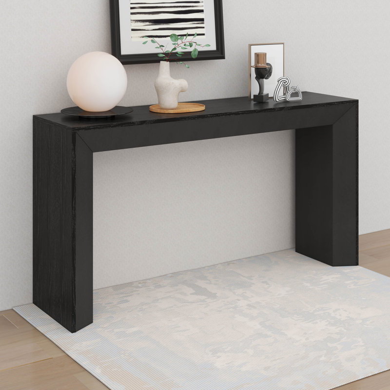 Grand Console Table,  Modern Solid Wood Sofa Table, Black