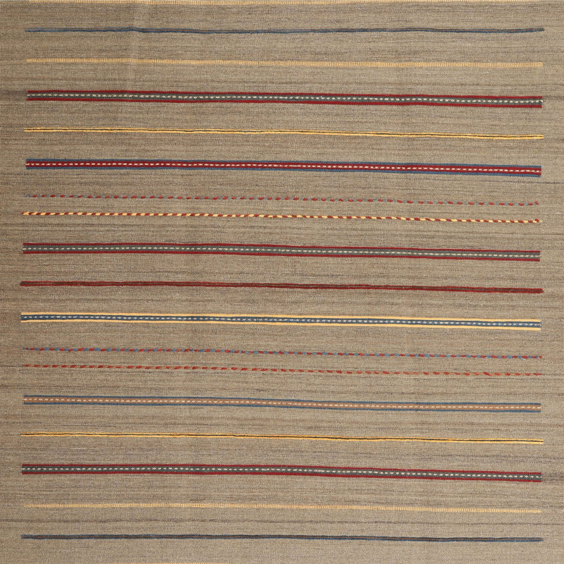 Tapis abstrait brun clair / brun, Carré 8 pi