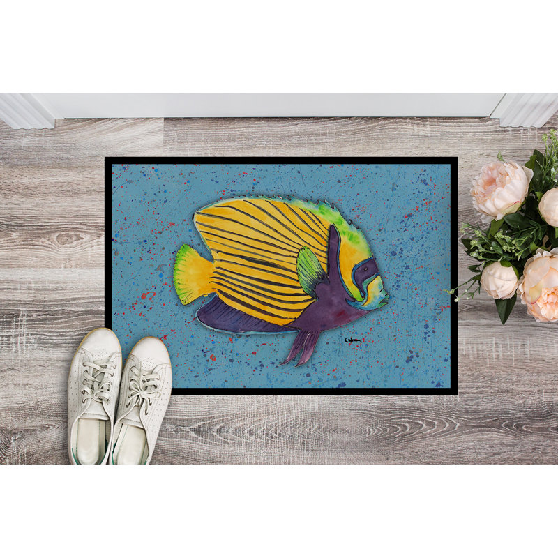 Paillasson d’intérieur anti-dérapant pour poissons tropicaux Madina, Rectangle 2 pi x 3 pi