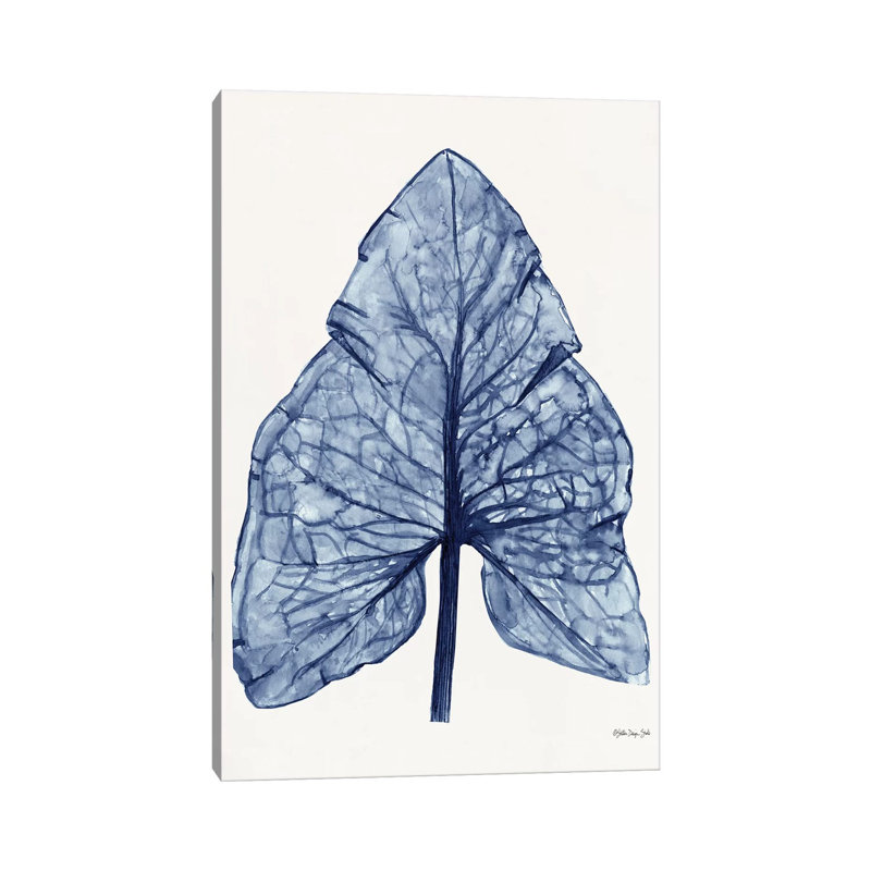 Indigo Leaf by Stellar Design Studio - Gallery-Wrapped Canvas Giclée on Canvas, Wrapped Canvas, 20.32 cm H x 30.48 cm W