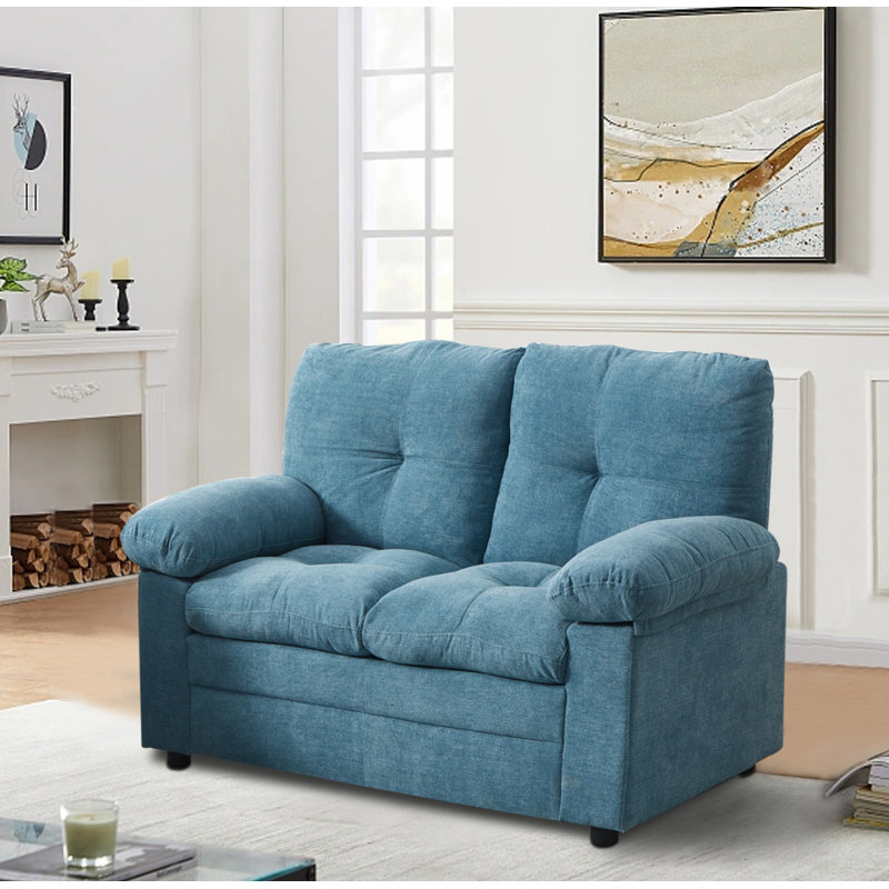 Marly Upholstered Loveseat, Blue, 36" H x 56" W x 31" D