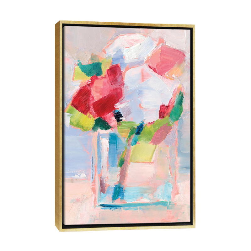 Fleurs abstraites dans un vase II par Ethan Harper - reproduction d'art, H 40 po x l 26 po x P 1,5 po, Toile encadrée d'or