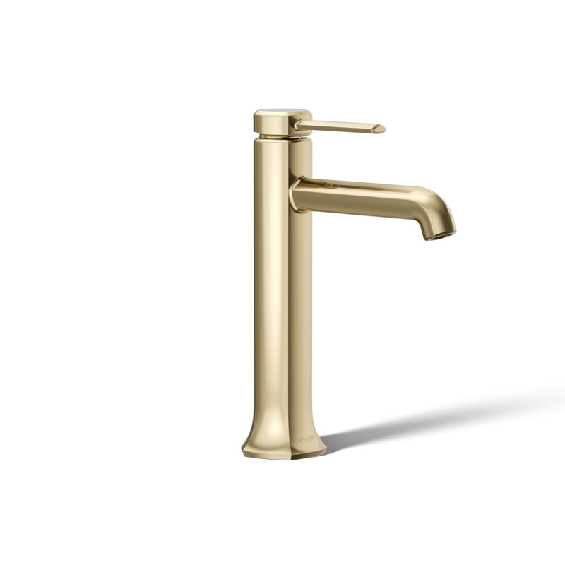 Occasion Tall Single-Handle Vessel Sink Bathroom Faucet with Drain Assembly, Vibrant French Gold, 1.2 GPM 
