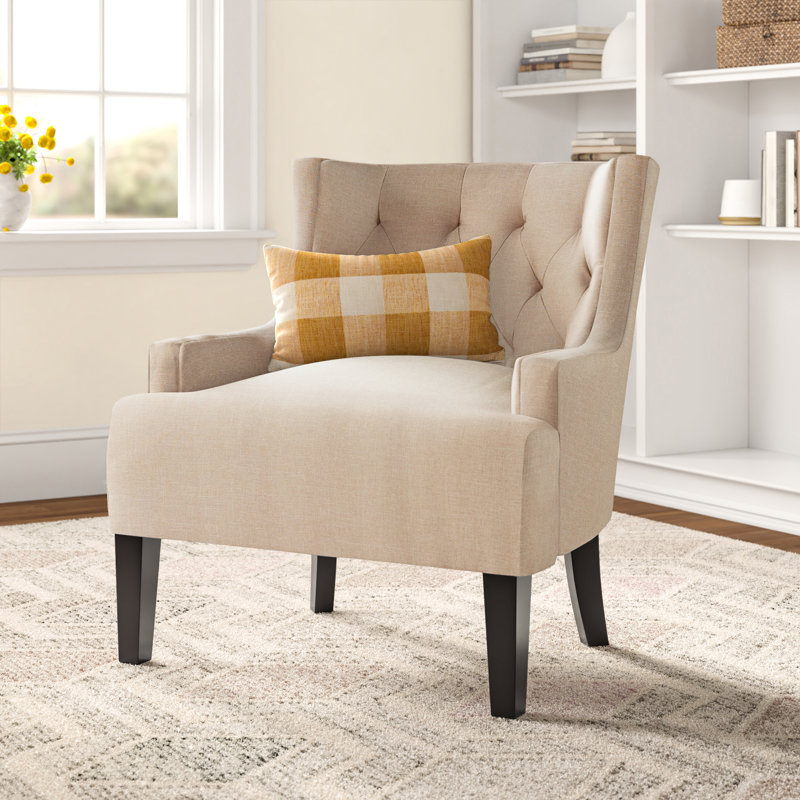 Barwood Upholstered Wingback Chair, Beige Linen