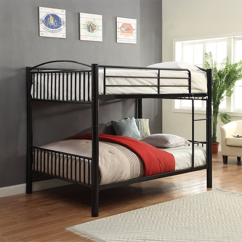 Henkel Kids Twin Over Full Bunk Bed, Black,  Full over Full