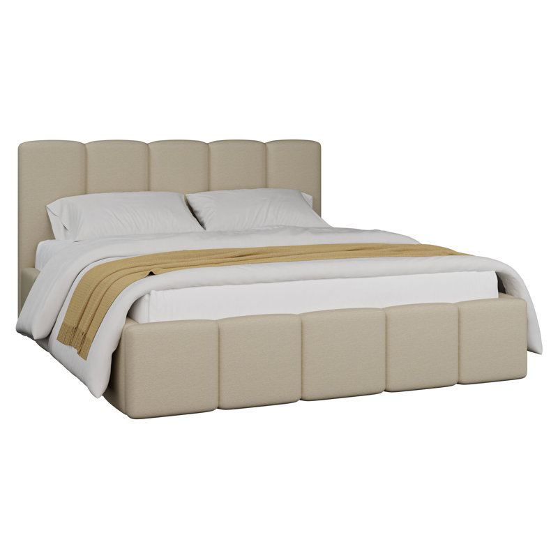 Taniaya Upholstered Bed, Double (4'6), Beige
