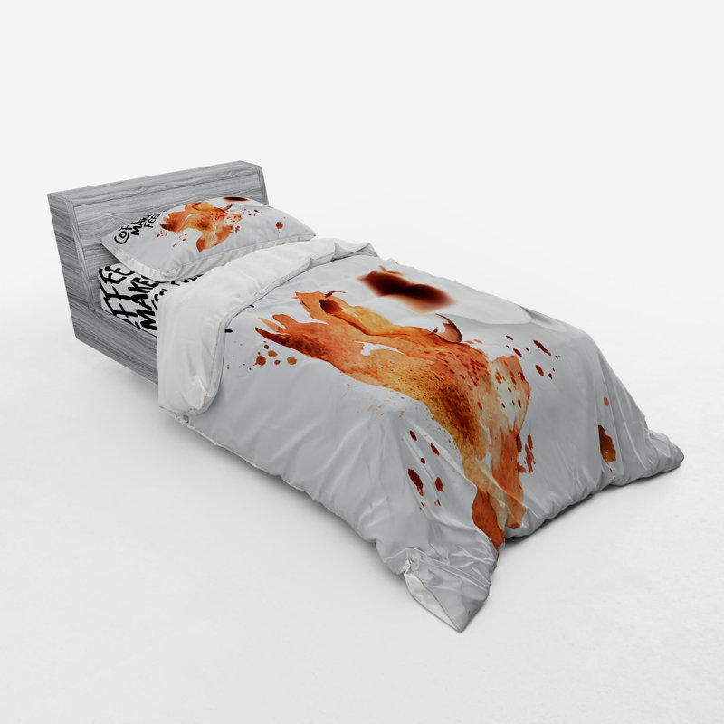 Ensemble de housse de couette orange et microfibre moderne et contemporain, Housse de couette simple TG + 2 articles suppléme