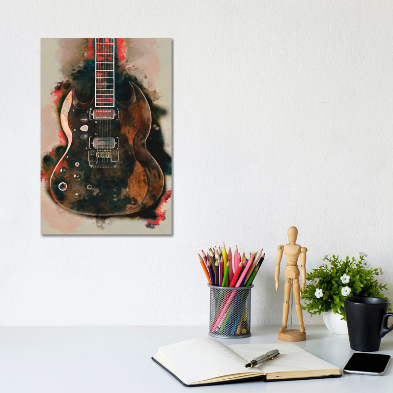 Tony Iommi's Electric Guitar - Wrapped Canvas Painting, 20.32 cm H x 30.48 cm W