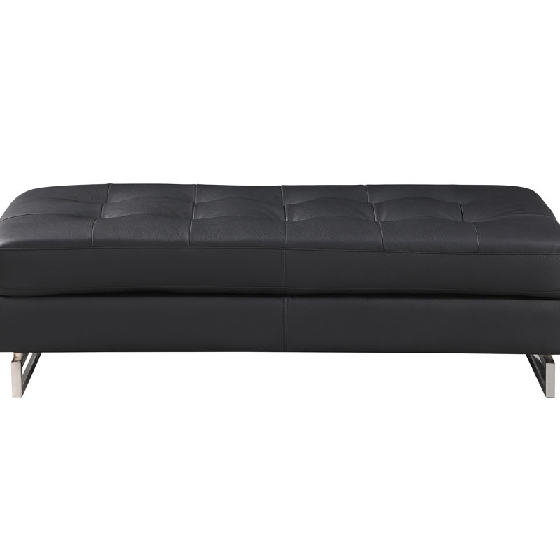 Repose-pieds en cuir véritable Global United, Noir