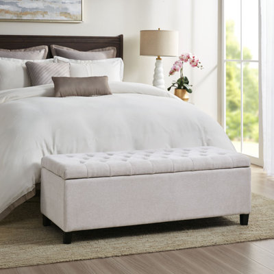 Grand banc transitionnel en polyester pour la chambre à coucher et le salon - fermeture en douceur et design élégant