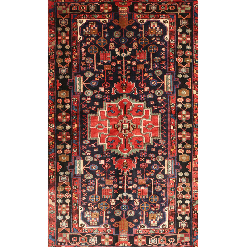 Tapis traditionnel rouge / brun Braloh, Rectangle 7 pi x 10 pi