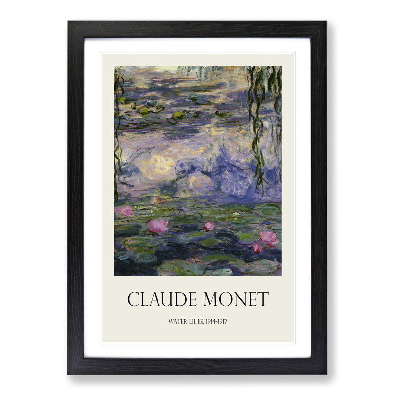 Water Lilies Lily Pond Vol.11 by Claude Monet - Picture Frame Art Prints, Black Framed, 65cm H x 48cm W x 2cm D