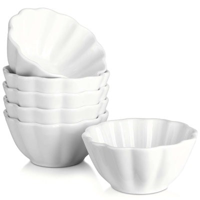 Ramequins floraux en porcelaine, ensemble de 6 tasses de cuisson décoratives blanches