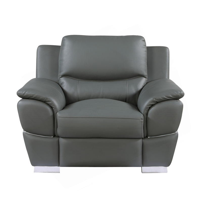 Genuine Leather Chair, Gray