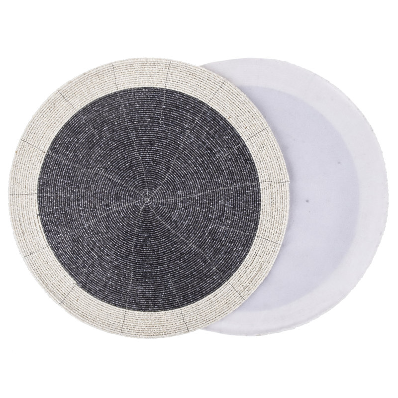 Cromwell Glass Patchwork Round, Grey/White