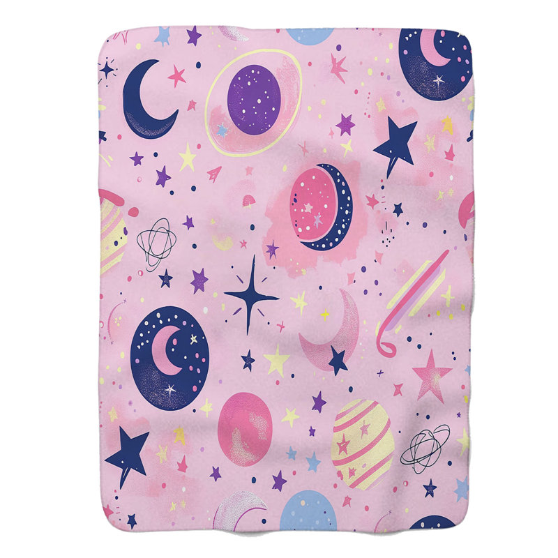 Pastel Cosmic Patterns - 1 Piece Premium Sherpa Blanket, Queen