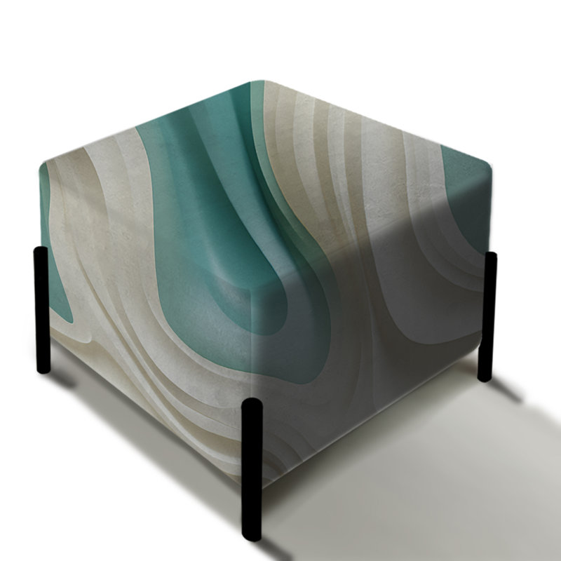 Sculptural Elegance - Abstract Square Ottoman