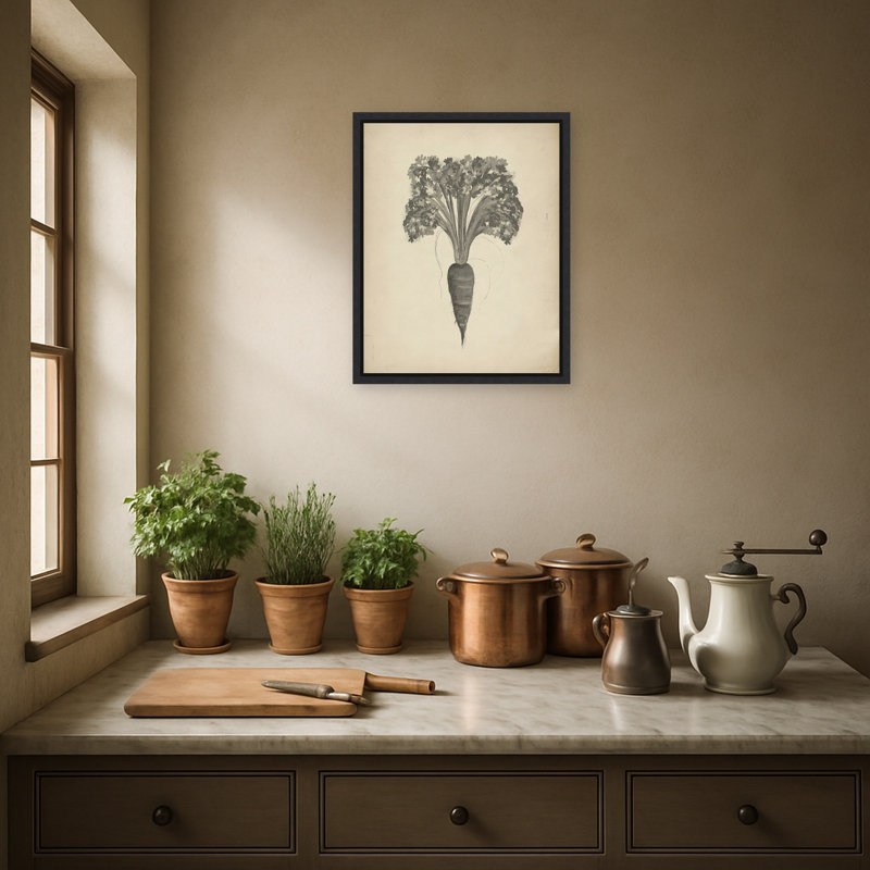 «Carrot Fall Harvest Art» par Josie George, reproduction d'art sur toile encadrée, Noir Sylvie