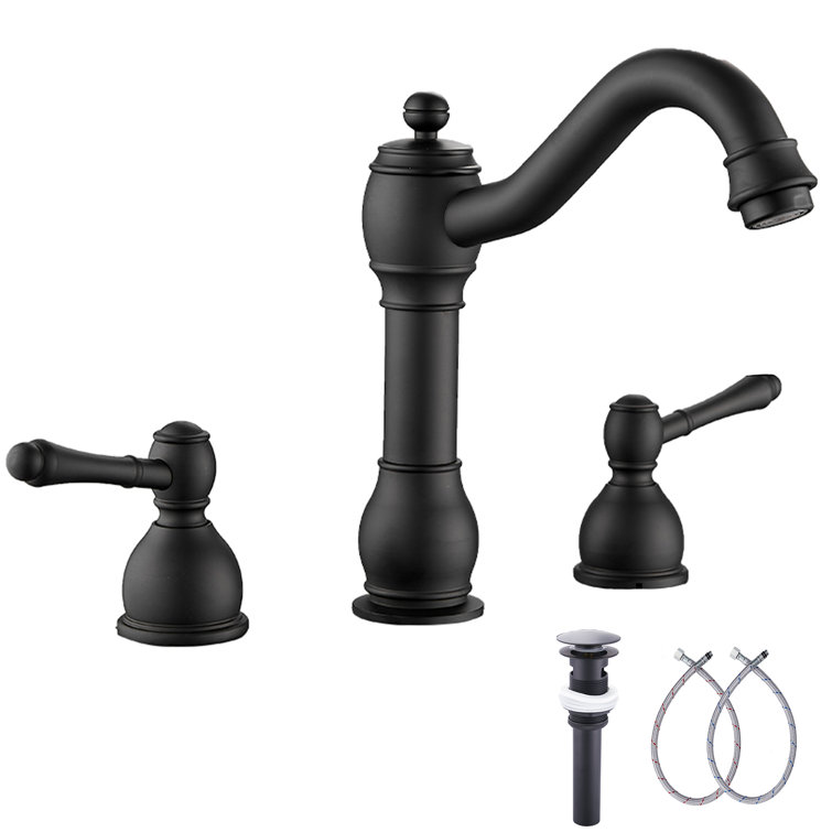 Widespread Bathroom Faucet with Drain Assembly