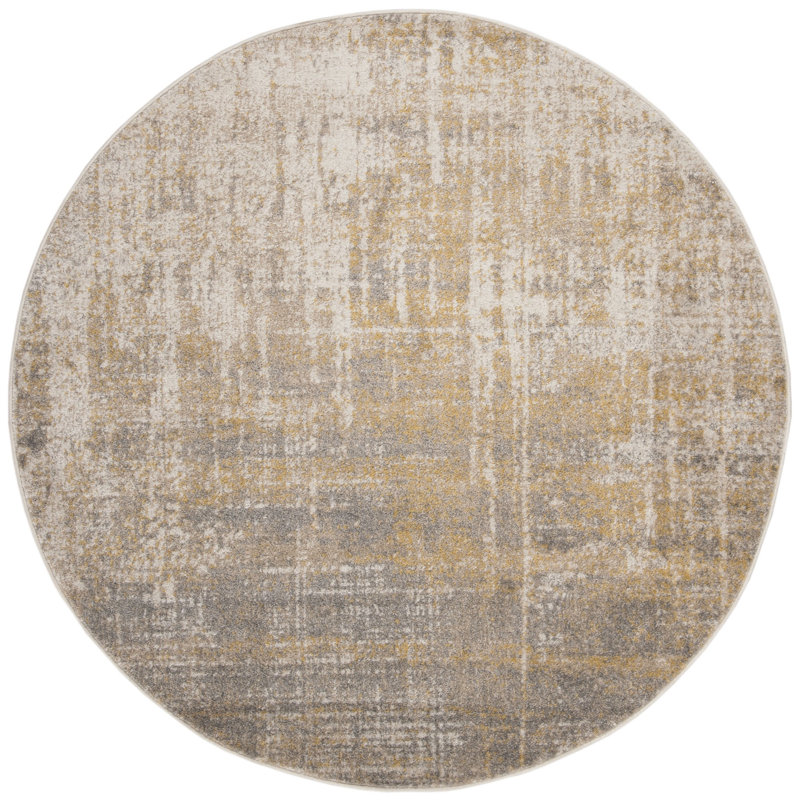 Tapis crème / doré Bethlyn, Rond 12 pi