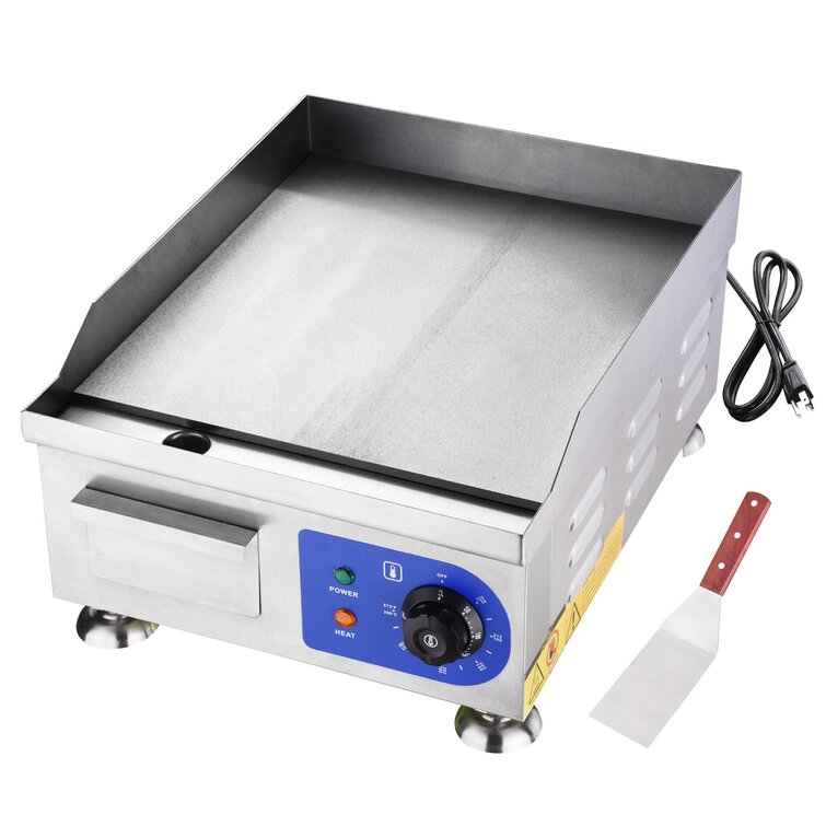 Portable Electric Griddle Non-Stick Flat Top Countertop Grill With Warming  Tray