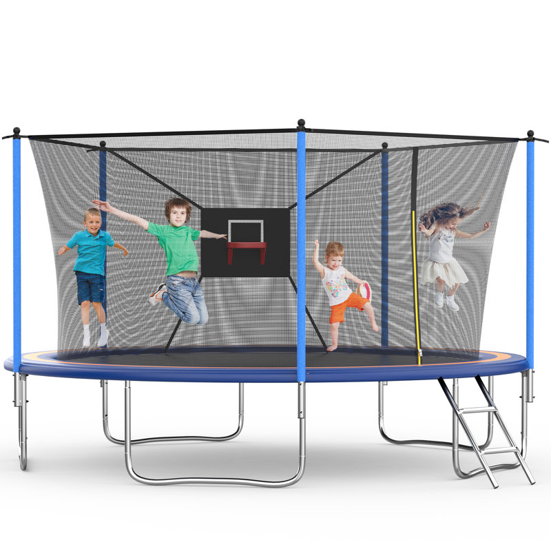 Sencho Ginsytalior 14' Round Backyard Trampoline With Safety Enclosure