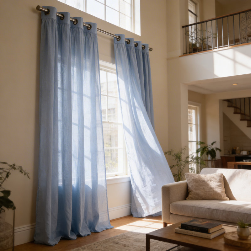 Rideaux semi-transparents avec œillets , null, null