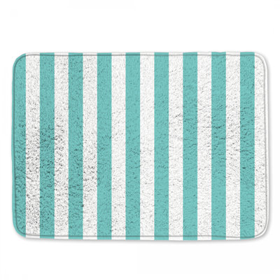 Turquoise Vertical Stripes Bath Mat