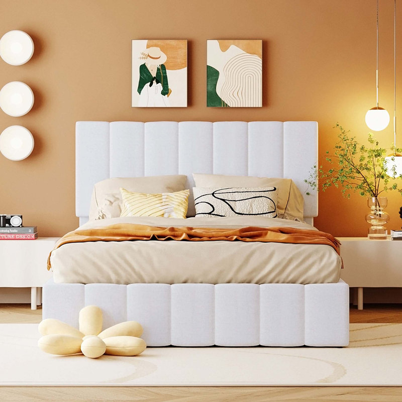 Base de lit tapissier Moorefield, Double, Blanc
