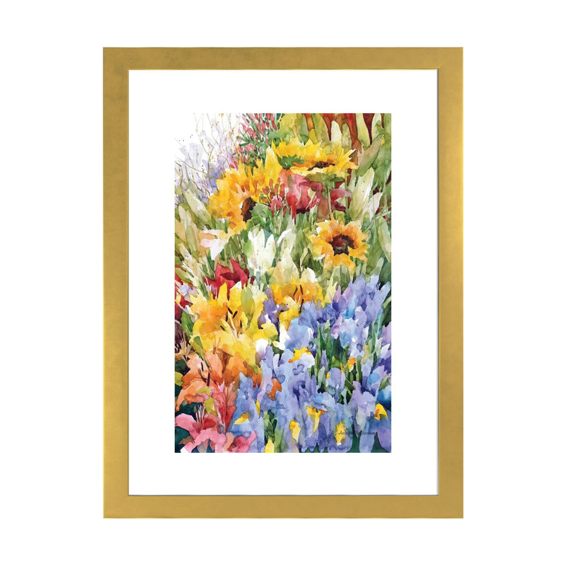 «Flower Power» par Annelein Beukenkamp - reproduction d'art, Papier encadré doré, Blanc, H 32 po x l 24 po x P 1 po