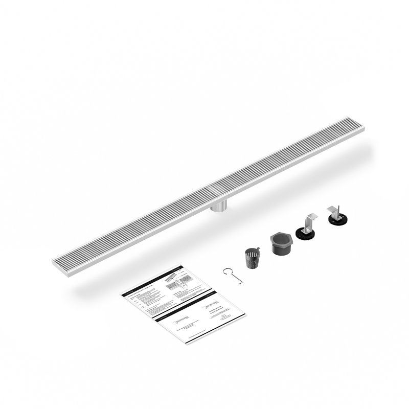 Finition brossée, bonde de douche en acier inoxydable 304 de 36 pouces, grille de plancher amovible et drain de salle de bain attrayant avec conception imperméable pour carrelage, conforme Cupc