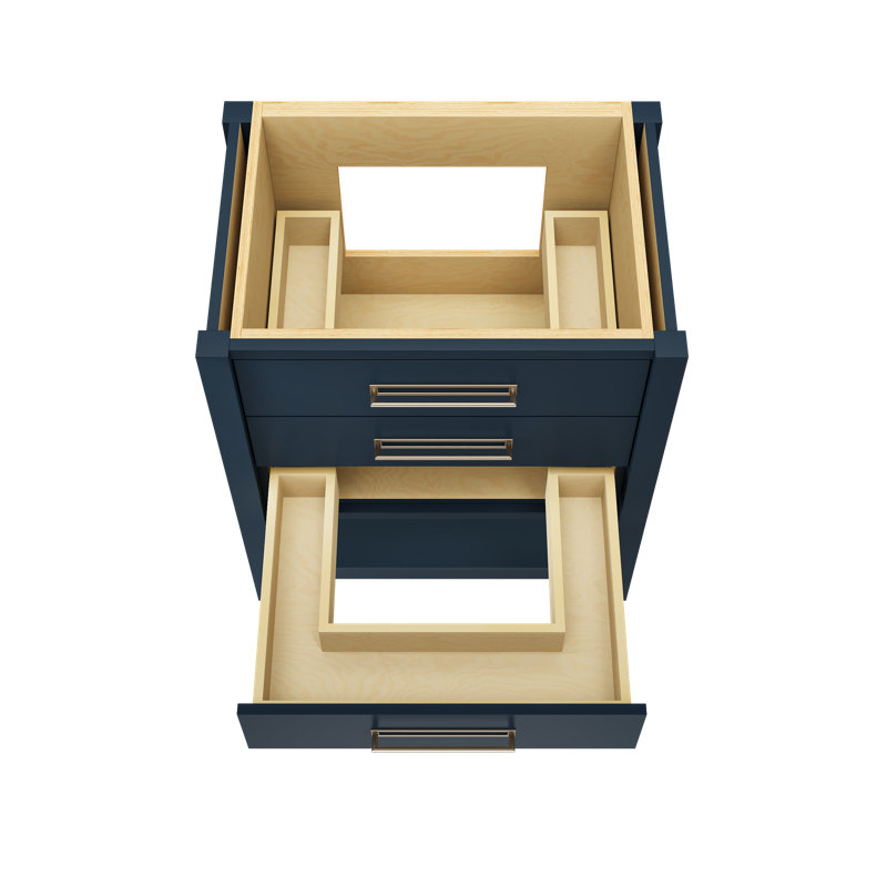 Kiawah Three-Drawer Single Bath Vanity, Hague Blue, 30", Satin Nickel