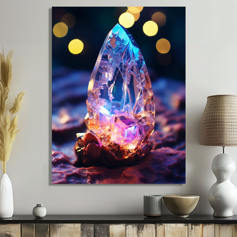 «Blue Amethyst Forest Quartz Crystal II», art mural pierre géode, H 20 po x l 12 po x P 1 po, Toile tendue