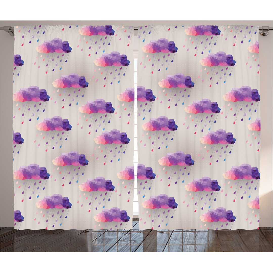 Rustikaler Vorhang, Geometrisches Mosaik Dots, Retro, Lila grau Grau Rosa