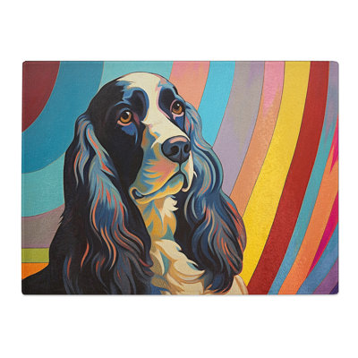 Cocker Spaniel Art Deco  Glass Chopping Board