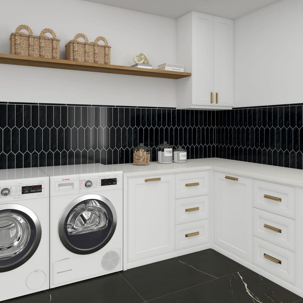 Arte 3" x 12" Picket Zellige Look Glossy Subway Wall Tile Qube Tiles 