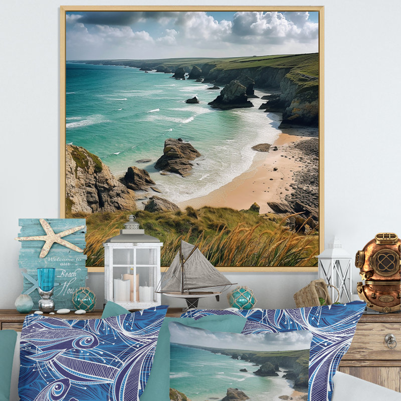 Coastal Horizons IV, Natural Floater Framed, 16" H x 16" W x 1" D