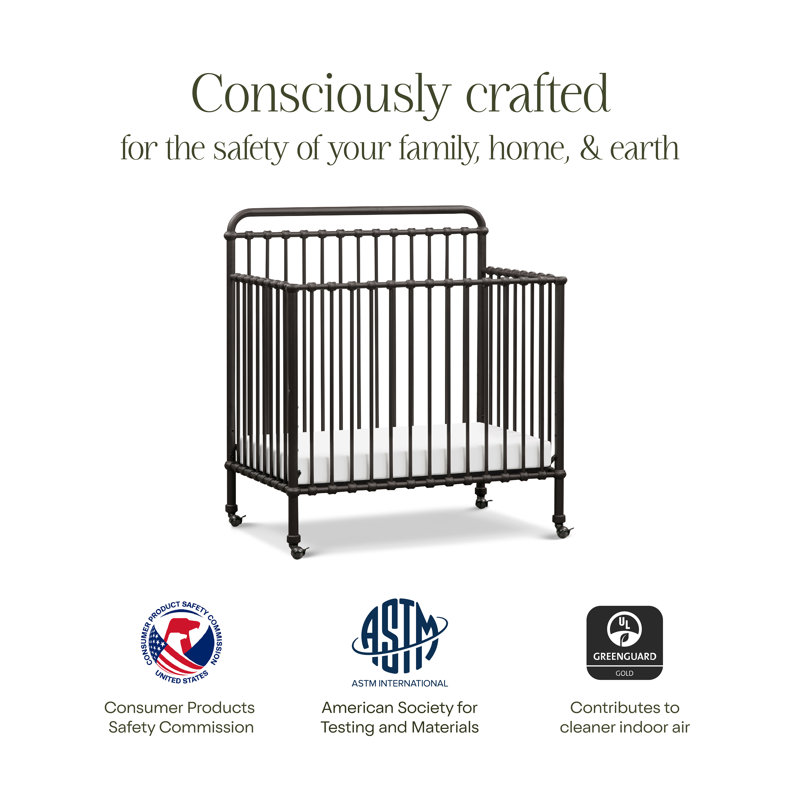 Winston 4-in-1 Convertible Mini Crib, Vintage iron