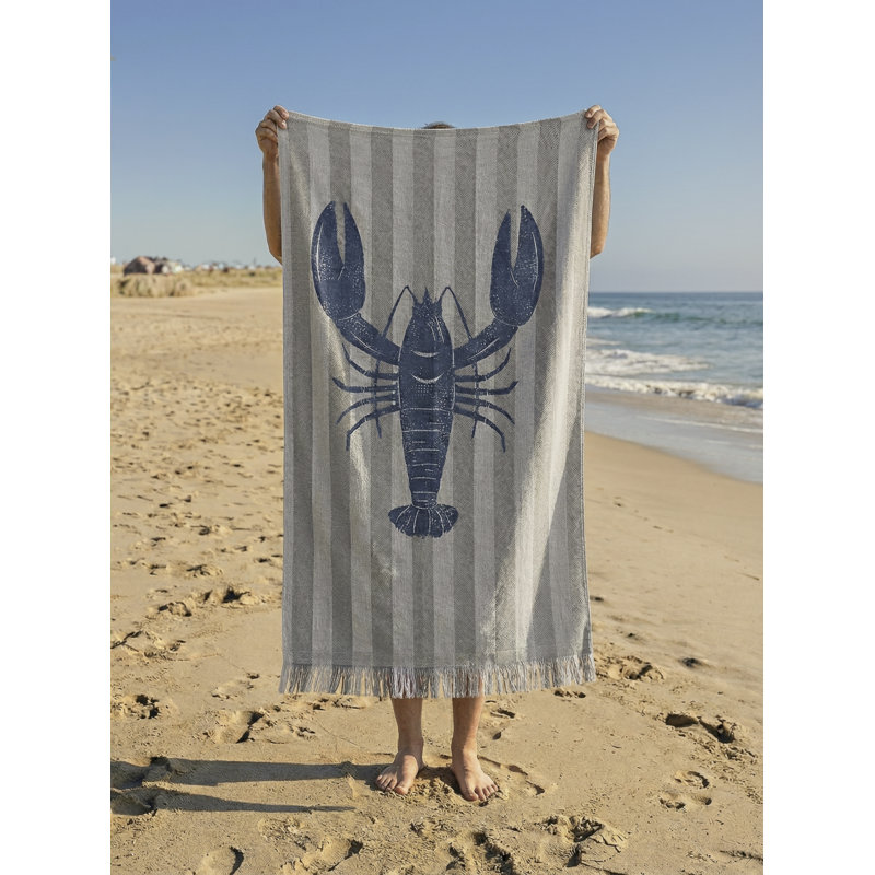 Serviette en coton bleu Lobster Point, Bleu