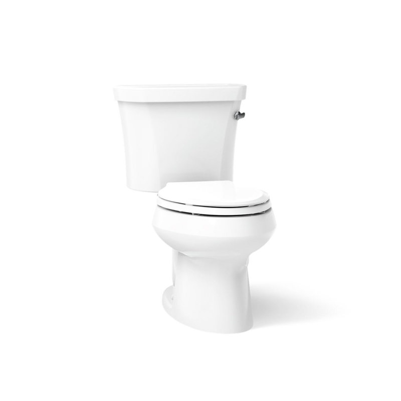 Wellworth 1.28 GPF Water Efficient Elongated Two-Piece Toilet, Ice Gray, Right-Hand