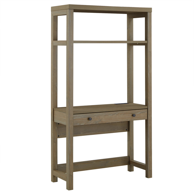 Albali Writing Desk with Power Outlet, Medium Oak