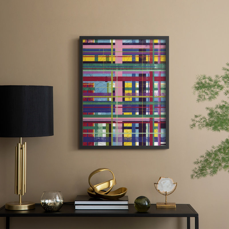 Échafaudage en couleur II, reproduction encadrée - bois massif, H 11 po x l 9 po, Noir, noir, noir, noir
